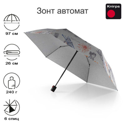 Зонт Knirps автомат U.200 ultra light duomatic TEAM WITH SILVER HEAT SHIELD