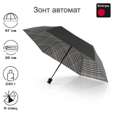 Зонт Knirps автомат U.200 ultra light duomatic LORD WITH BLACK HEAT SHIELD OUTSIDE